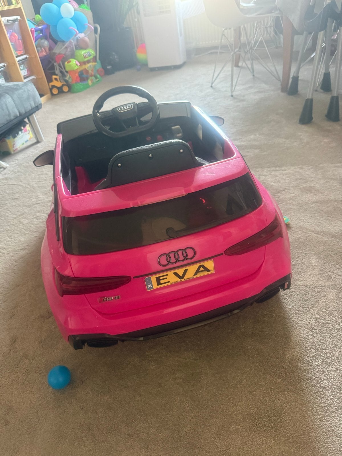 Roze Audi RS6 elektrische kinderauto met afstandsbediening, Ophalen of Verzenden, Gebruikt