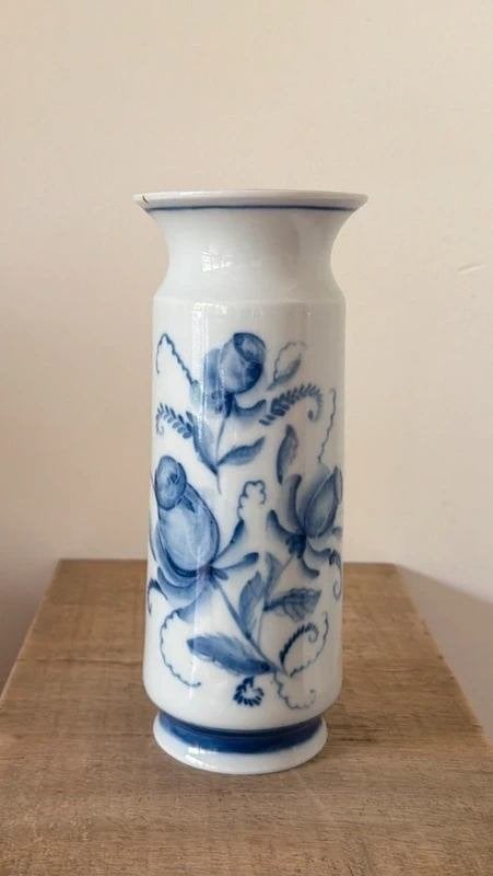 Russische porseleinen vaas, 21 cm, Wit, Inclusief decoratie, Ophalen of Verzenden