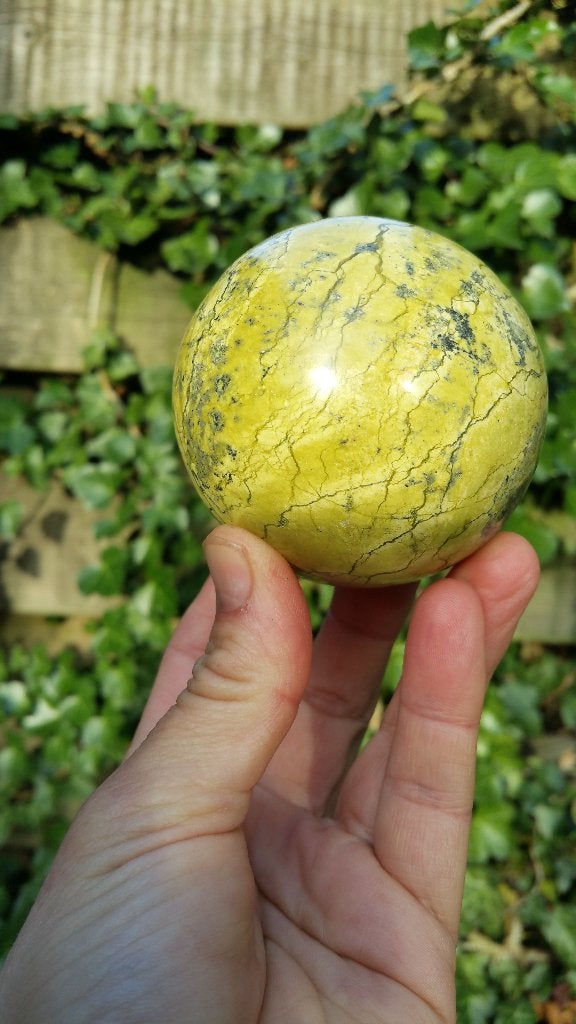 Groene serpentijn bol, Ophalen of Verzenden