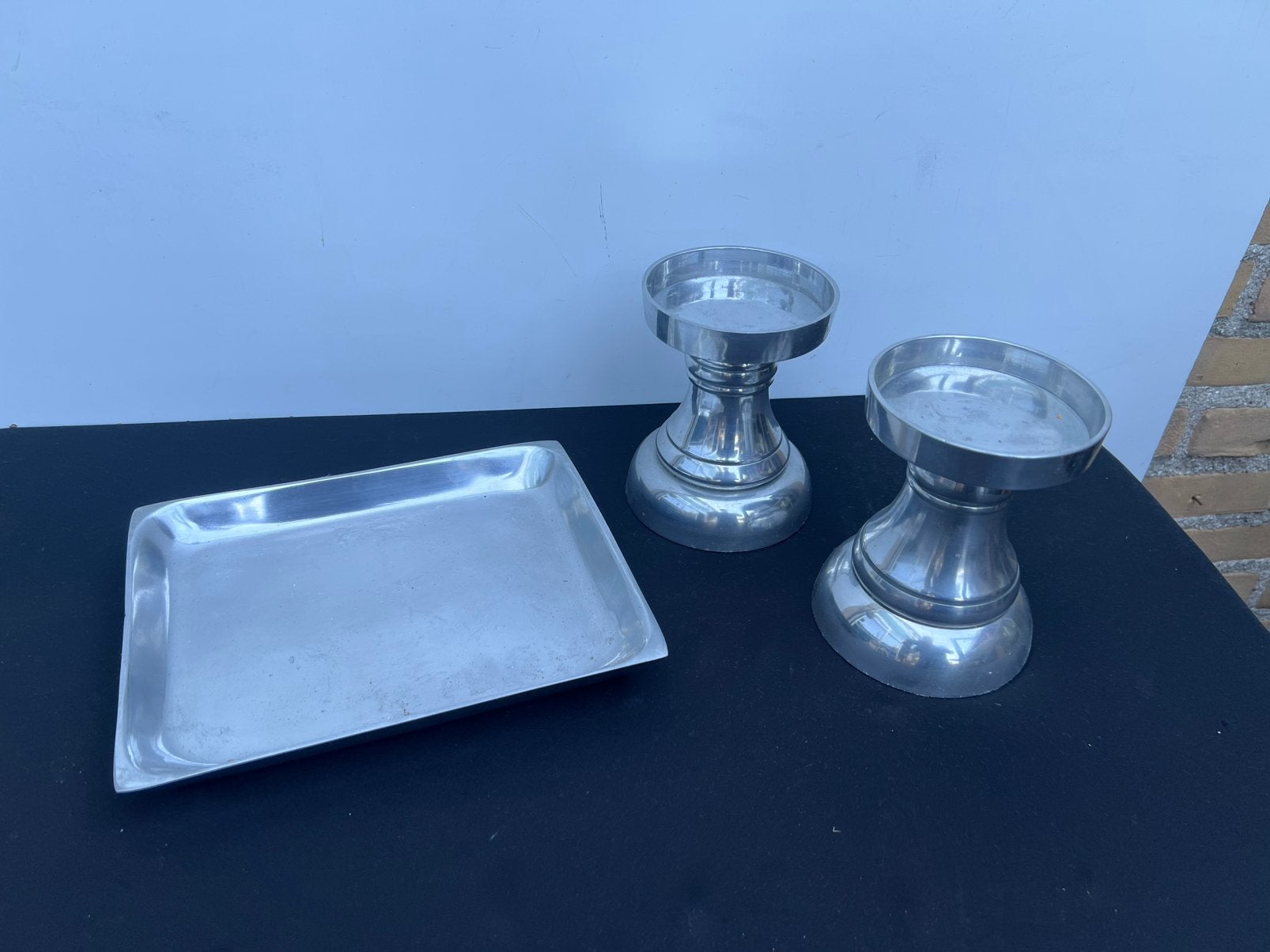 Te Koop : Aluminium Kandelaars Kandelaar Dienblad, Huis en Inrichting, Woonaccessoires | Kandelaars en Kaarsen, Ophalen of Verzenden