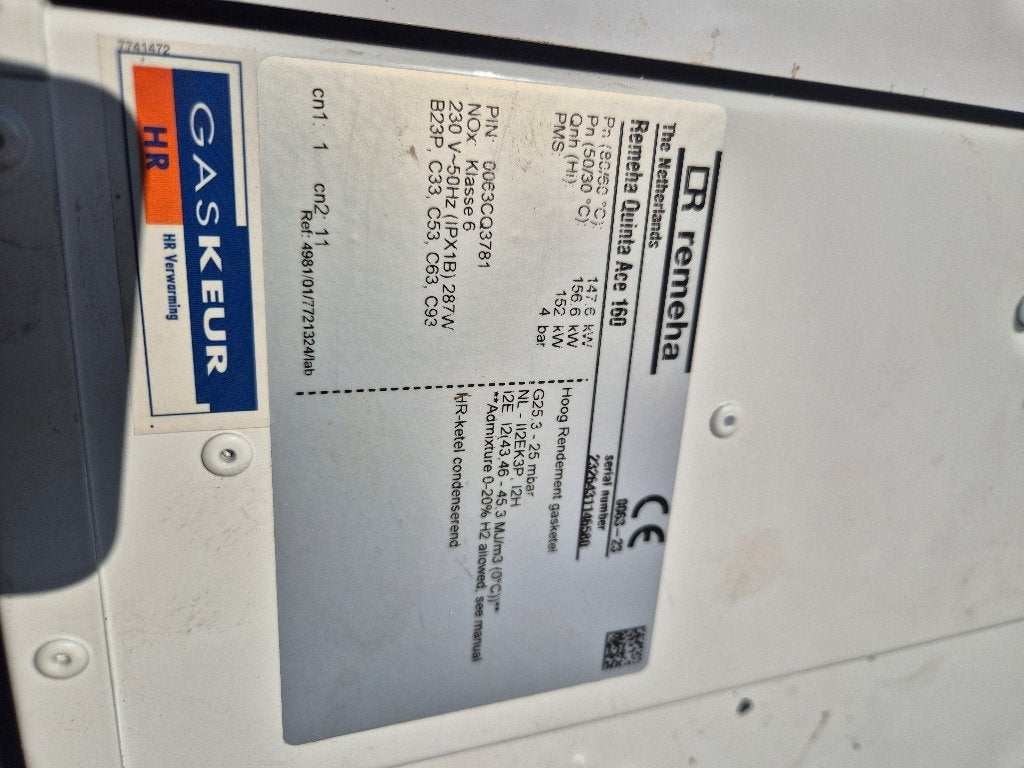 Remeha Quinta Ace 160 2023 cv-ketel verwarmingsketel ( 307 ), Ophalen, 30 tot 80 cm, Cv-ketel of Combi-ketel, Minder dan 60 cm
