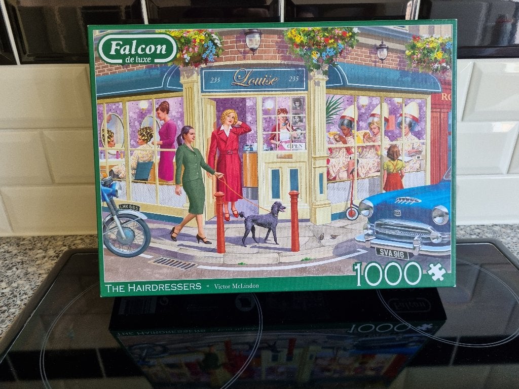 legpuzzel Falcon Hairdressers 1000 st. zgan heel leuk € 8,00, Ophalen of Verzenden, 500 t/m 1500 stukjes, Zo goed als nieuw, Legpuzzel