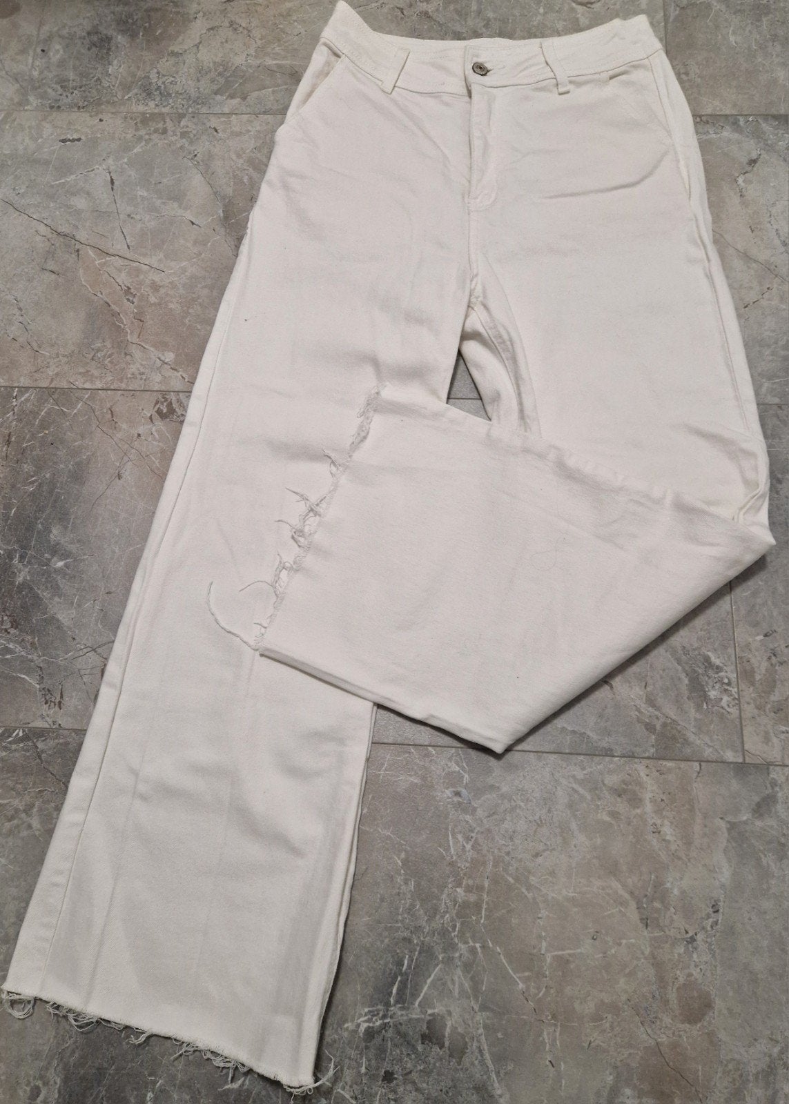 Witte Cindy.H Paris Wide Leg Jeans - Maat 40/L, Maat 38/40 (M), Wit, Ophalen of Verzenden, Zo goed als nieuw