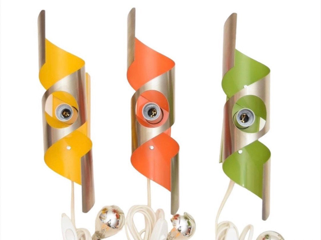 Vintage POLAM Wandlampen – Set van 3 – Space Age Jaren 70, Ophalen of Verzenden, Zo goed als nieuw
