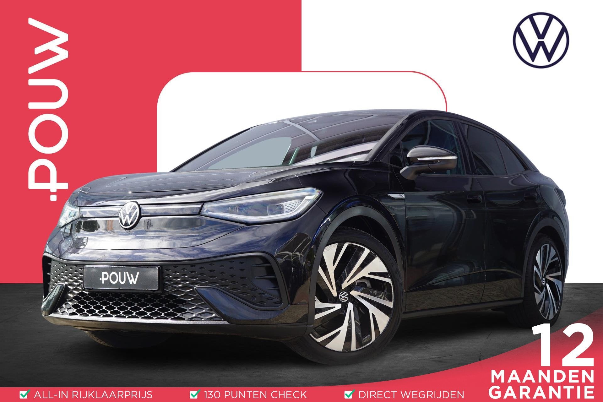 Volkswagen ID.5 174pk Pro 77 kWh | SoH 95% | Leder | Keyless, Automaat, 12 maanden, Automatische klimaatregeling, Zwart