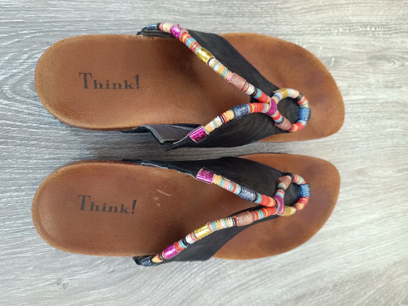 Think! Slippers met kleurrijke bandjes, Slippers, Zwart, Think!, Ophalen of Verzenden