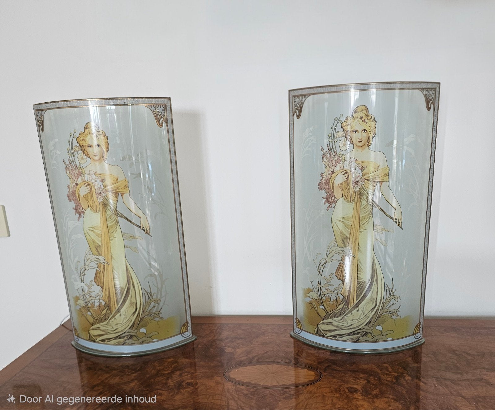 Set van 2 Art Nouveau lampen van Alphonse Mucha., Antiek en Kunst, Ophalen