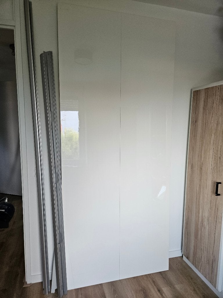 Schuifdeuren (hasvik) voor PAX kast, Ophalen, Gebruikt, Hoogglans wit, 200 cm of meer