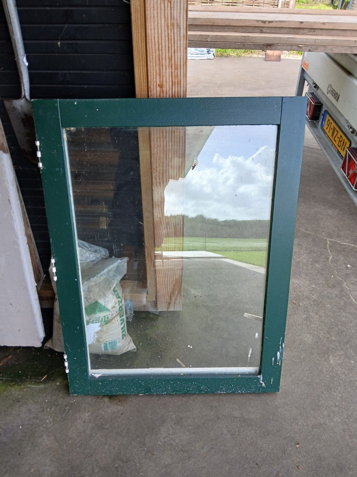 hardhouten raam, Ophalen, Gebruikt, 80 tot 120 cm, Gevelraam of Ruit