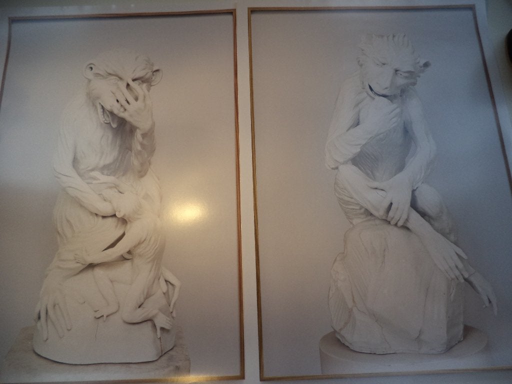 2x L poster MEISSEN DL. porcelain monkey KIRCHNER aap c1732, Ophalen of Verzenden