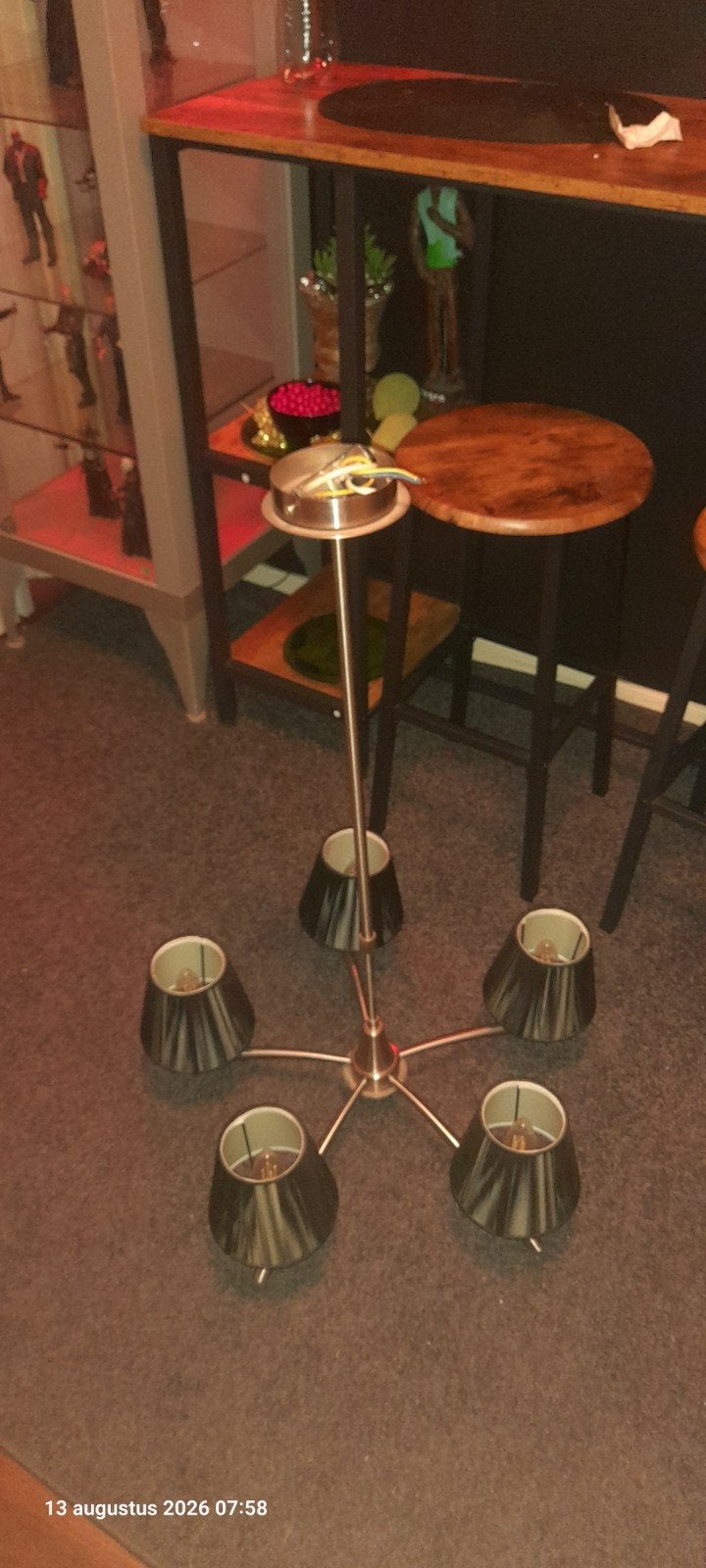 Moderne 5-armige hanglamp Kroon Monza + 5x E14 LED filament, Ophalen of Verzenden, Zo goed als nieuw, Glas
