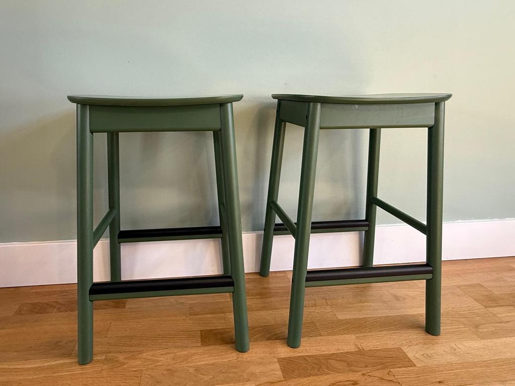 2x Ikea Rönninge barkrukken groen 63cm - Zo goed als nieuw, Ophalen, Met voetsteun, 60 tot 90 cm, Zo goed als nieuw