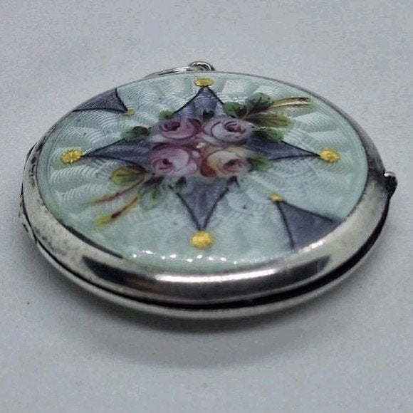Jugendstil Medaillon Hanger - Fotohanger - Doorsnee 3 cm, Ophalen of Verzenden, Zilver, Overige materialen