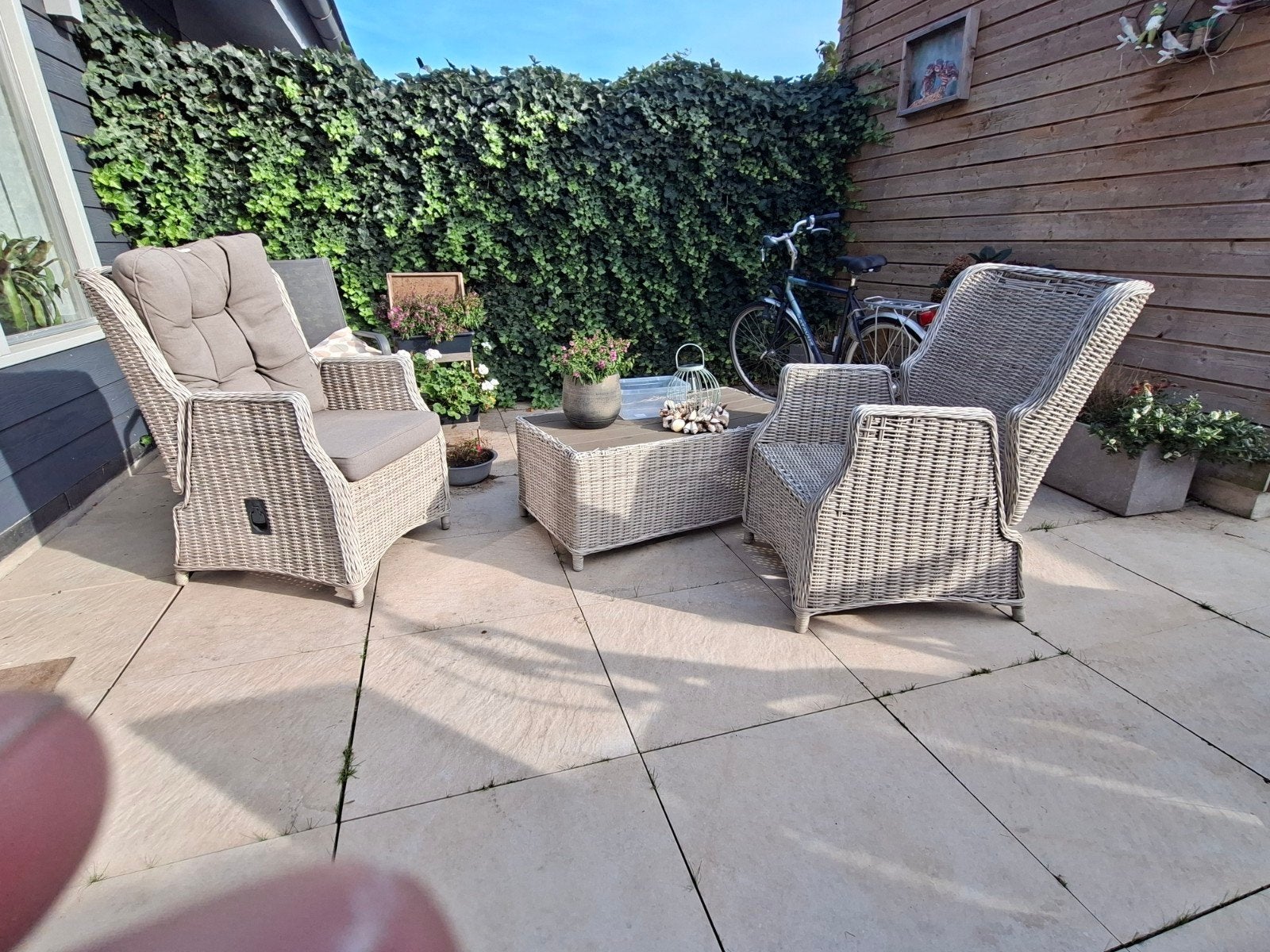 tuinset gratis afhalen, 2 zitplaatsen, Gebruikt, Rotan, Ophalen of Verzenden