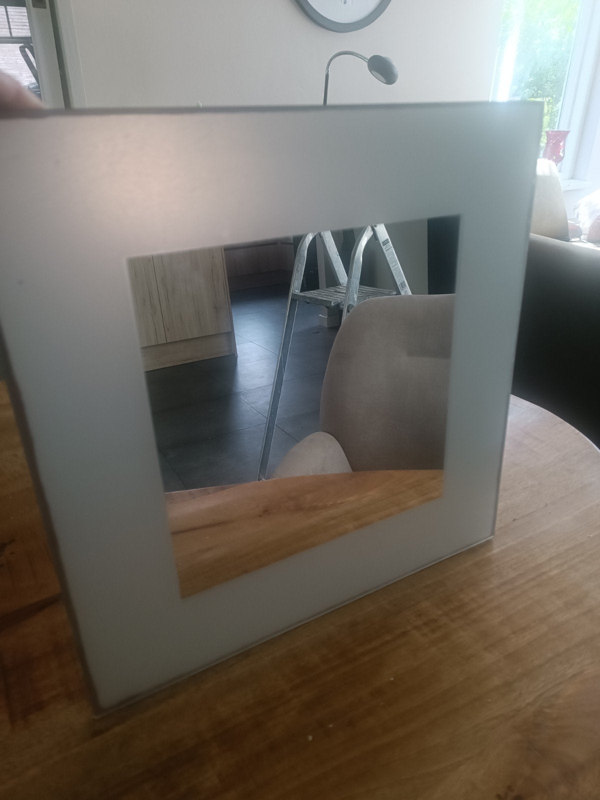 Spiegel 40x40 cm met zeefdruk kader, Ophalen, Minder dan 50 cm, Minder dan 100 cm
