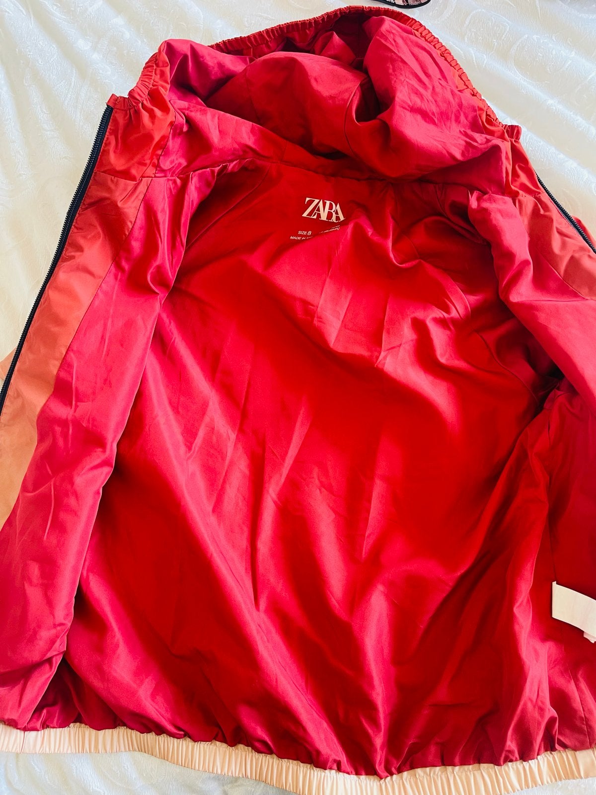 Zara Kinderjas - Oranje/Rood Gradiënt (Maat 128), Ophalen of Verzenden, Zo goed als nieuw, Jongen of Meisje, Jas