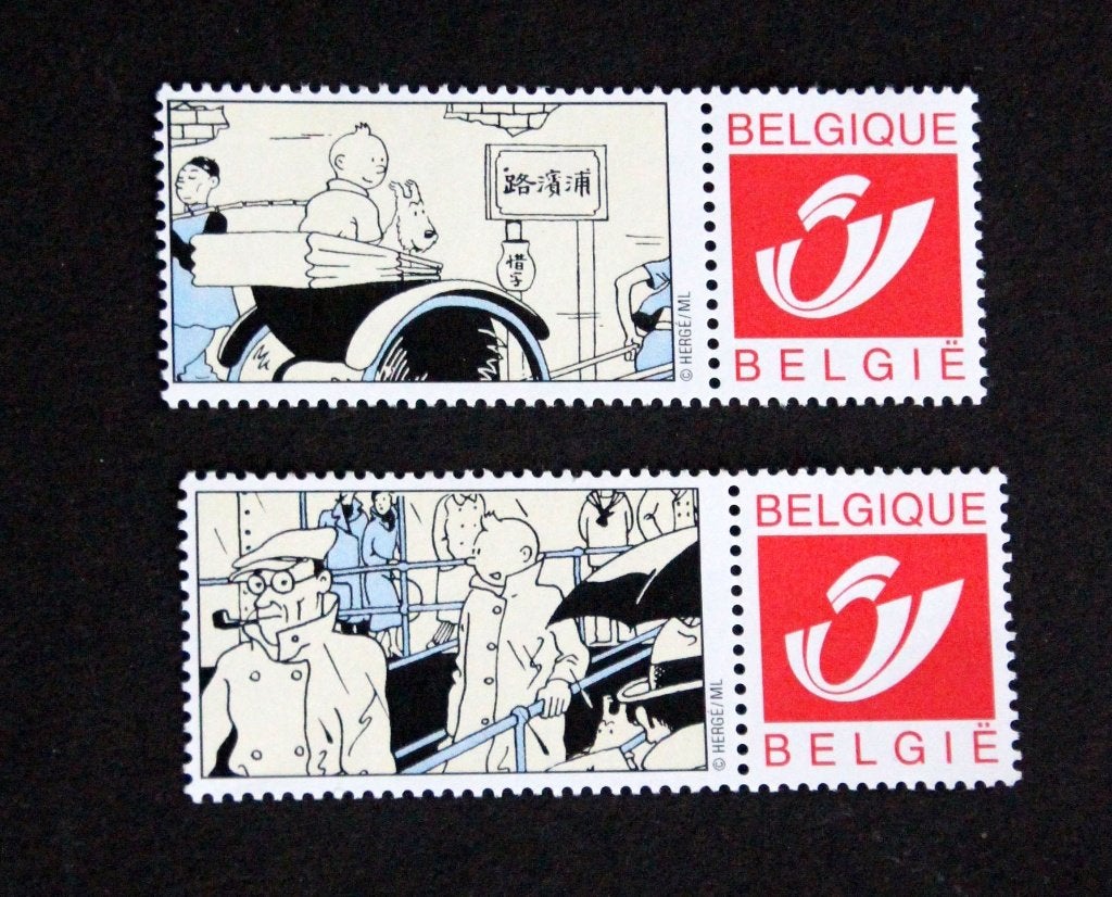 2x Belgie duostamp duo Kuifje Hergé Tintin MNH Blauwe lotus, Postzegels en Munten, Verzenden, Postfris, Postfris