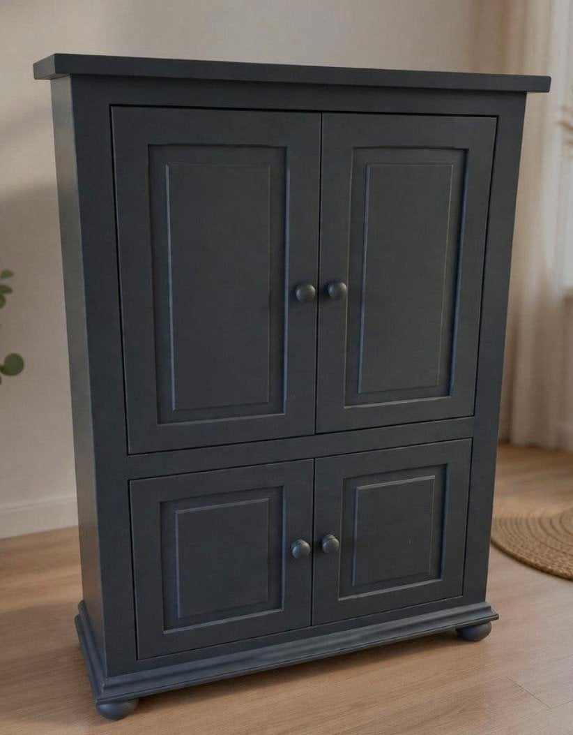 Donkergrijze Kast met Dubbele Deuren en Opbergruimte, Ophalen, Gebruikt, 100 tot 150 cm, Modern klassiek