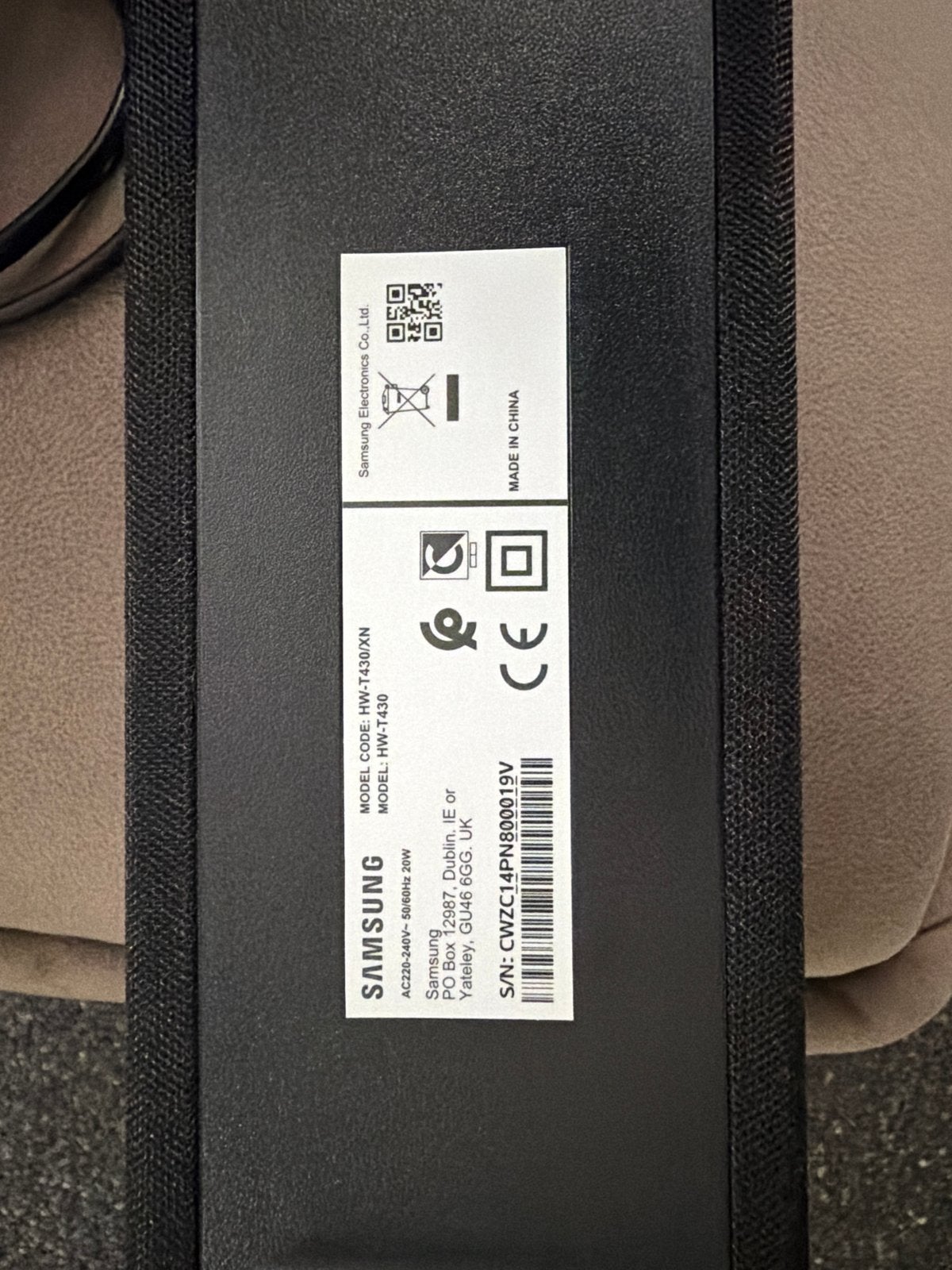 Samsung HW-T430 Soundbar met draadloze subwoofer, Ophalen, Met externe subwoofer, Gebruikt