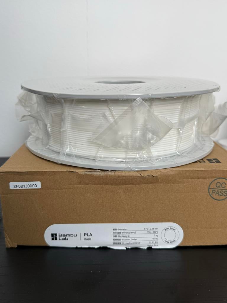 Bambu Lab PLA Basic Jade White filament 1kg Met Spoel, Ophalen of Verzenden, Nieuw