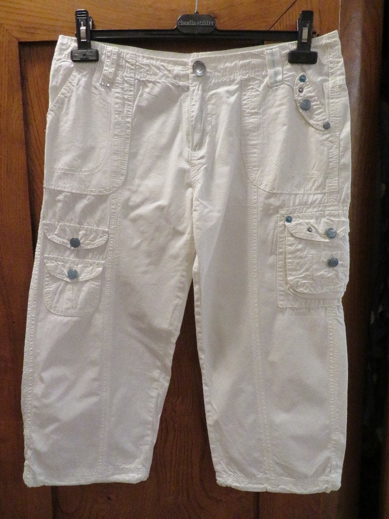 Dames meisjes broek 3/4 broek mt.38/170 Takko wit Z.G.A.N., Wit, Ophalen of Verzenden, Zo goed als nieuw, Driekwart