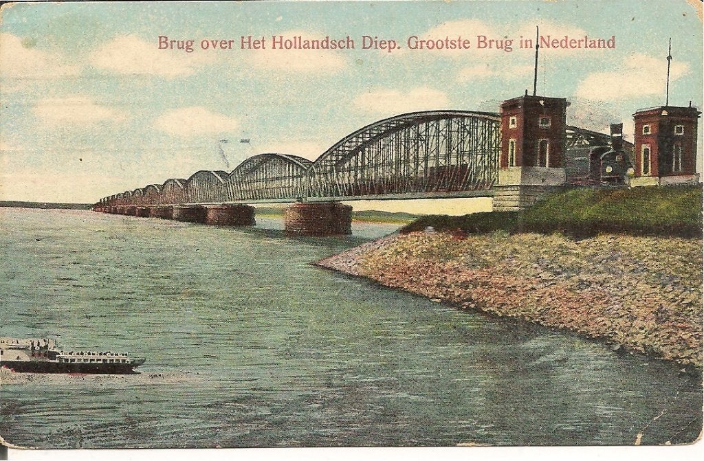 Ansichtkaart Brug over het Hollandsch Diep (1912) Moerdijk, Verzamelen, Ansichtkaarten | Nederland, Ophalen of Verzenden, Voor 1920