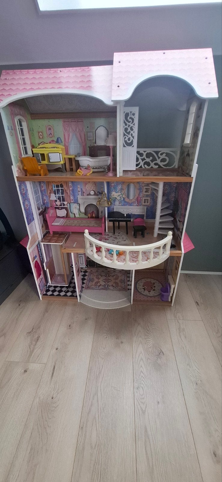 Groot Houten Poppenhuis met Meubels, Ophalen, Zo goed als nieuw, Poppenhuis