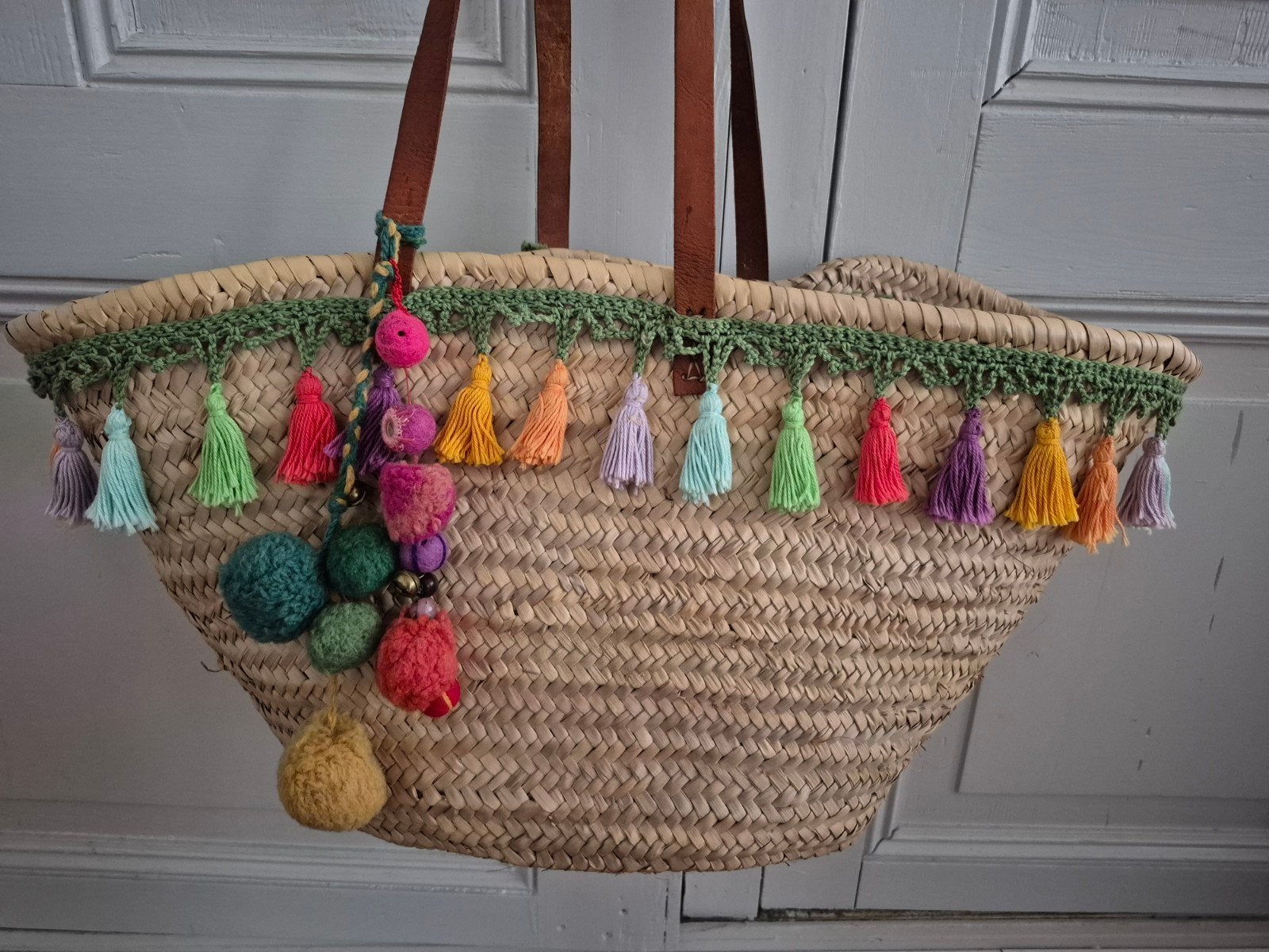 Leuke vintage stijl Bohemian rieten tas strandtas, Ophalen of Verzenden