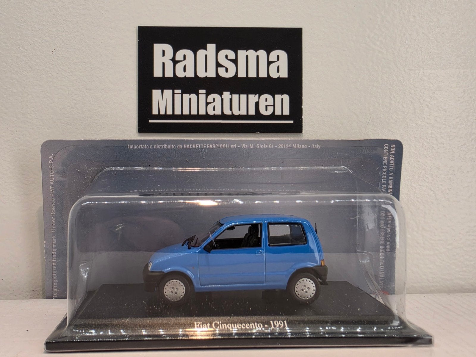 Fiat Cinquecento - Blauw - 1:43 Norev Hachette, Auto, Norev Hachette, Nieuw, Norev