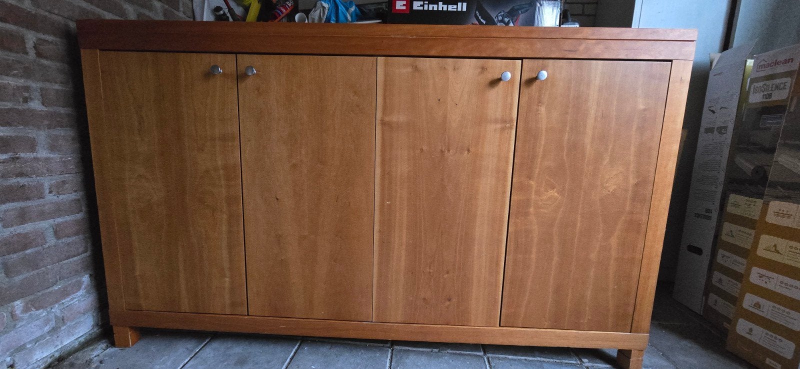 Houten dressoir/kast met deuren en planken, Ophalen, 150 tot 200 cm, 25 tot 50 cm, Gebruikt