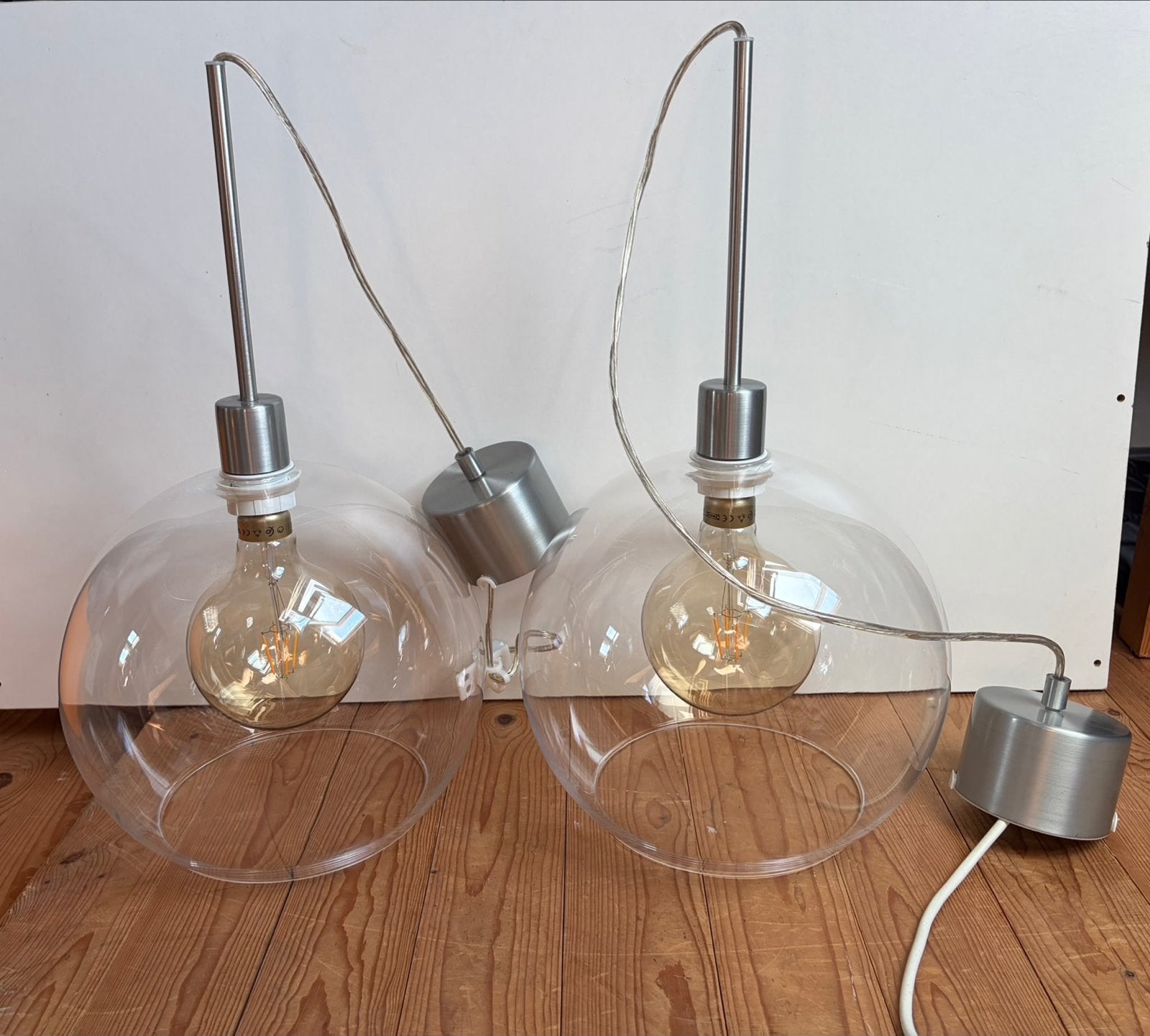 2 glazen hanglampen inclusief lichtbron, Ophalen, E27 (groot), Modern, Glas