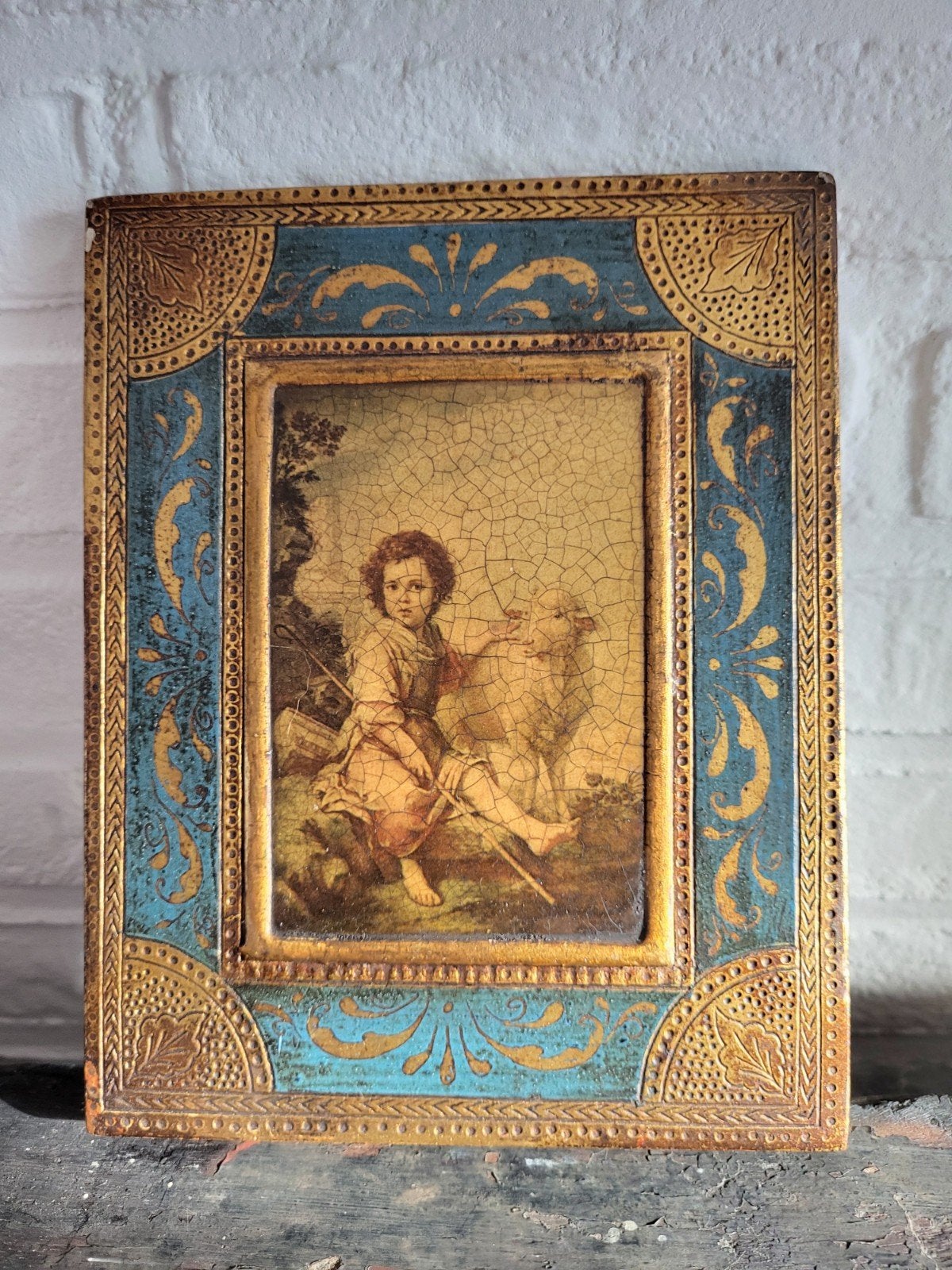 Antiek Paneel: Kind met Lam - Georges Gaillon, Amiens, Ophalen of Verzenden
