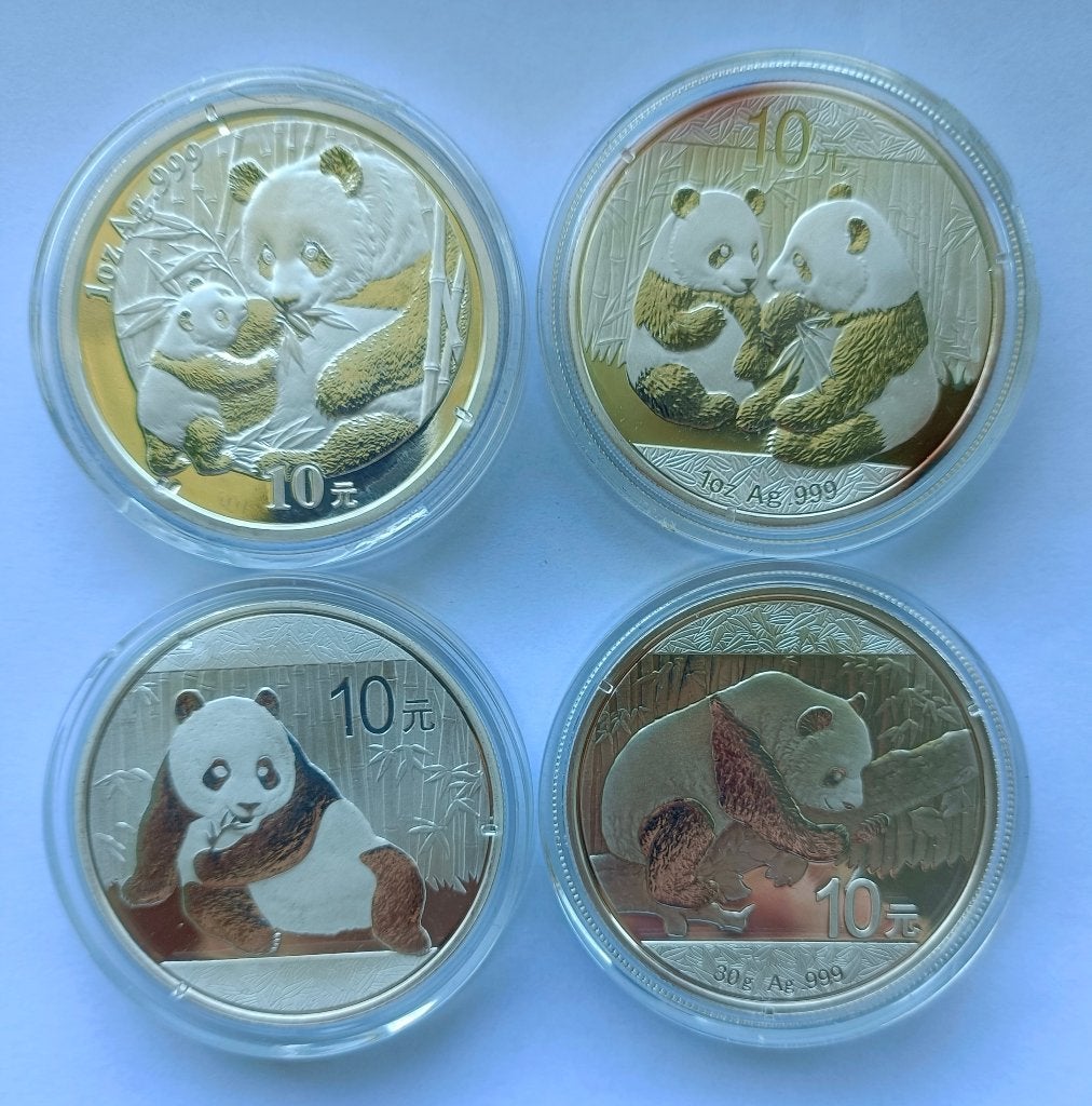 4x 1 ounce zilveren panda UNC, Ophalen of Verzenden, Oost-Azië, Losse munt, Zilver