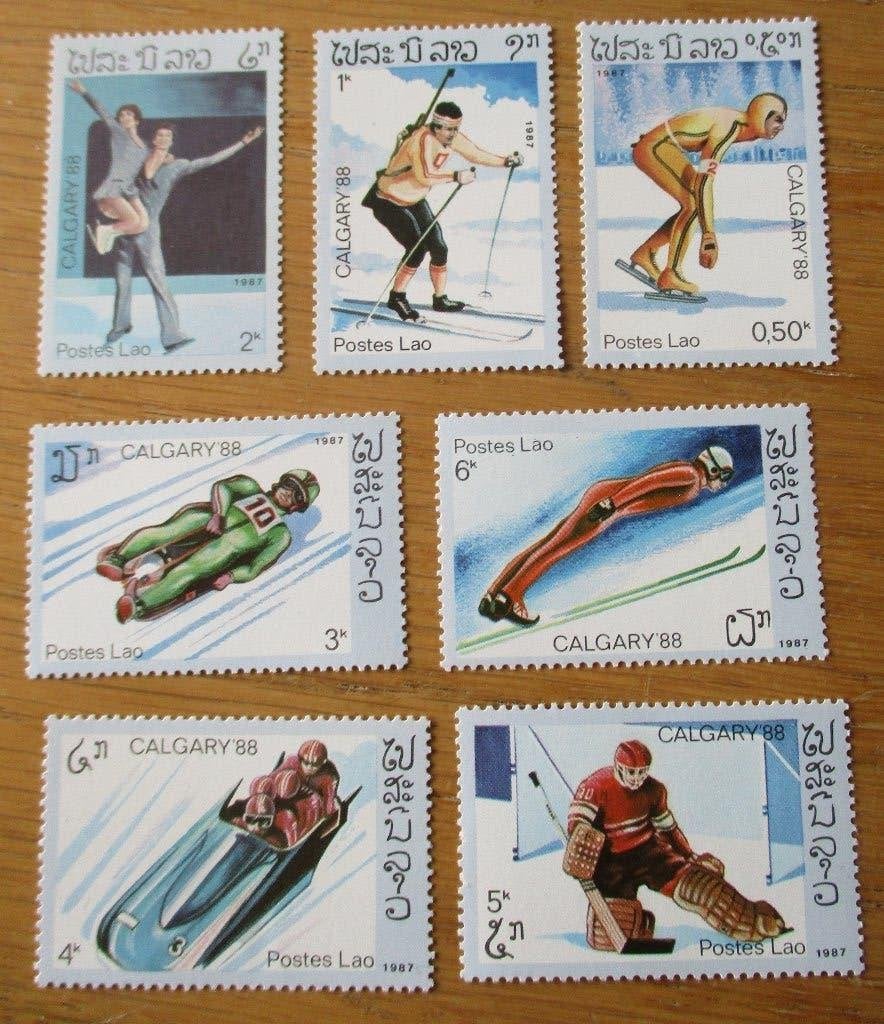 Laos, serie Olympische Winterspelen 1988, Verzenden, Postfris, Sport