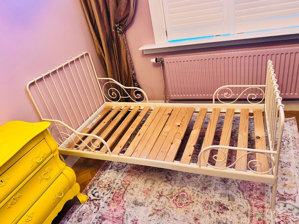 IKEA meegroeibed Minnen look wit, Ophalen, 70 tot 85 cm, Zo goed als nieuw, Lattenbodem