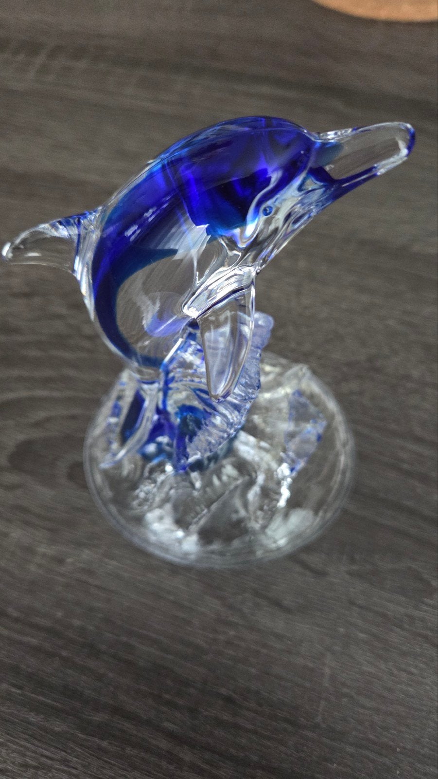 Glazen dolfijn beeldje - Blauw en transparant, Ophalen
