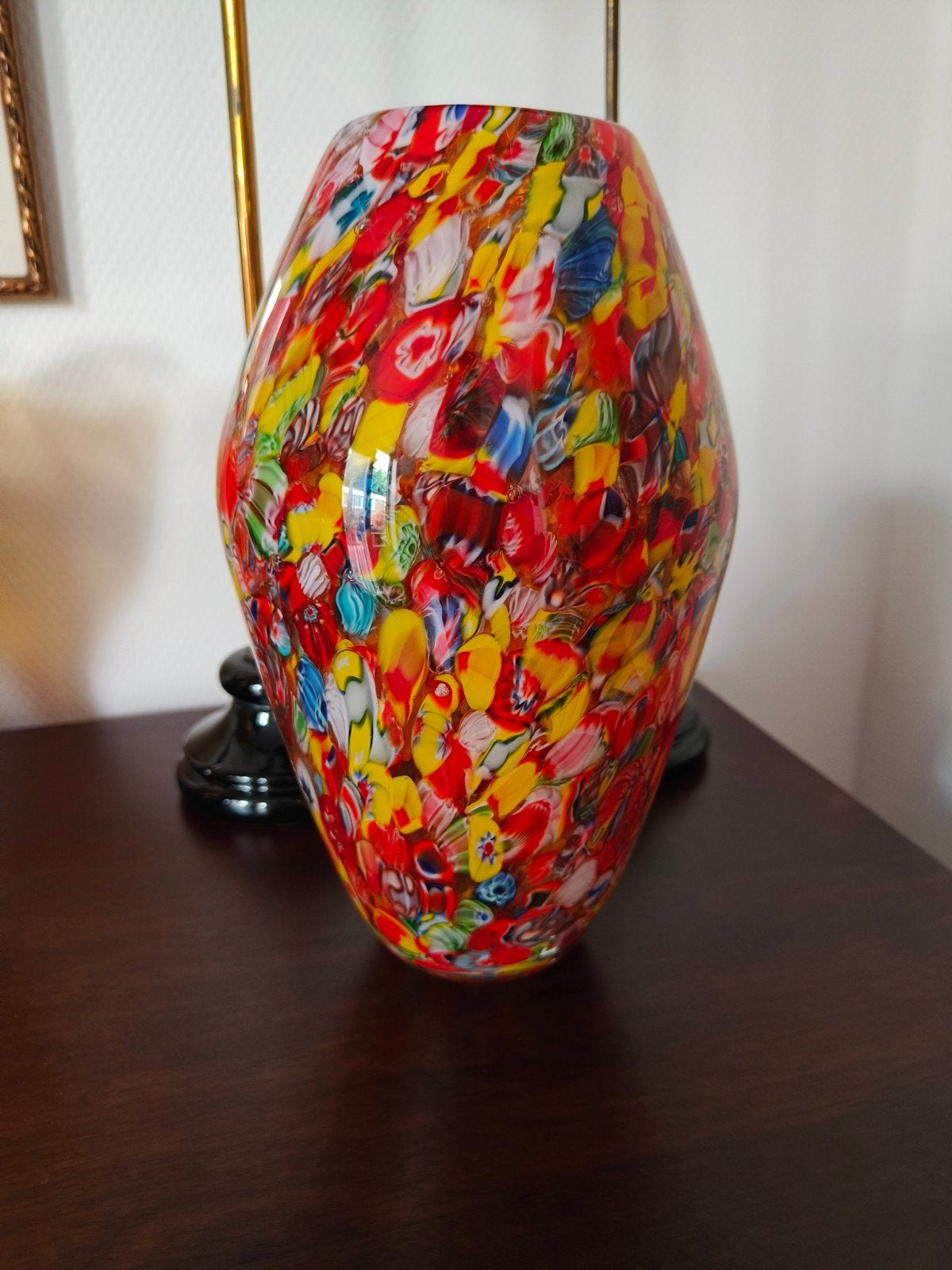 Prachtige kleurrijke Murano Millefiori vaas van 27 cm hoog, Antiek en Kunst, Ophalen of Verzenden