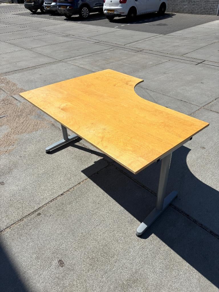 Ergonomisch kantoorbureau - in hoogte verstelbaar - beuken, Gebruikt, 120 cm, Hout, Hoekbureau