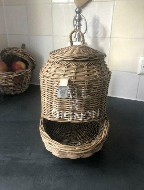 Riviera Maison Rattan Uienmand Ail & Oignon Collector Item, Mand, Gevlochten, Rond, Ophalen of Verzenden