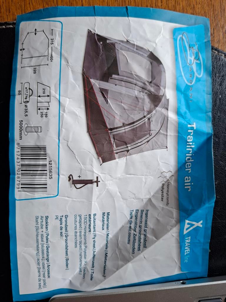 Tent voor camperbus trailrider air, Ophalen