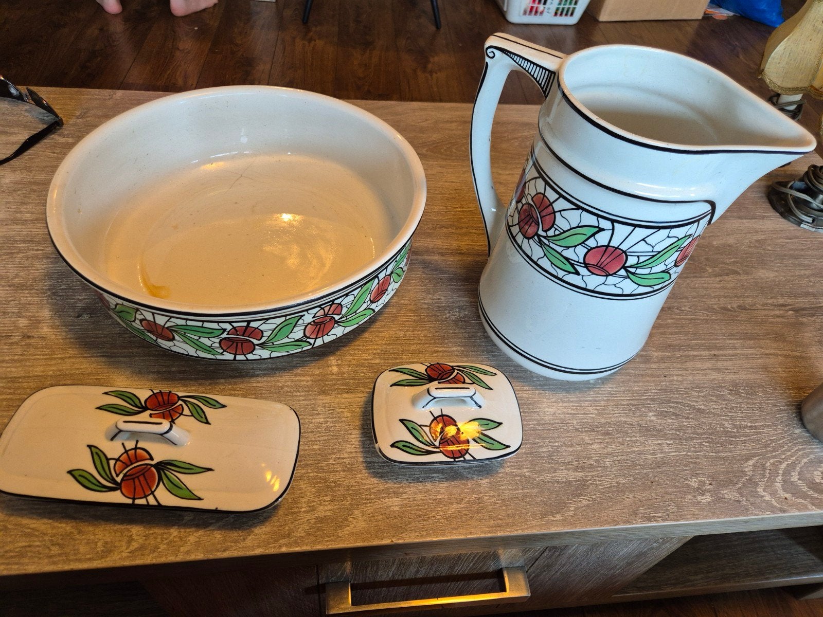 Prachtige  Antieke Art Deco Lampetset – A.M.C. Wasmuë, Antiek en Kunst, Ophalen