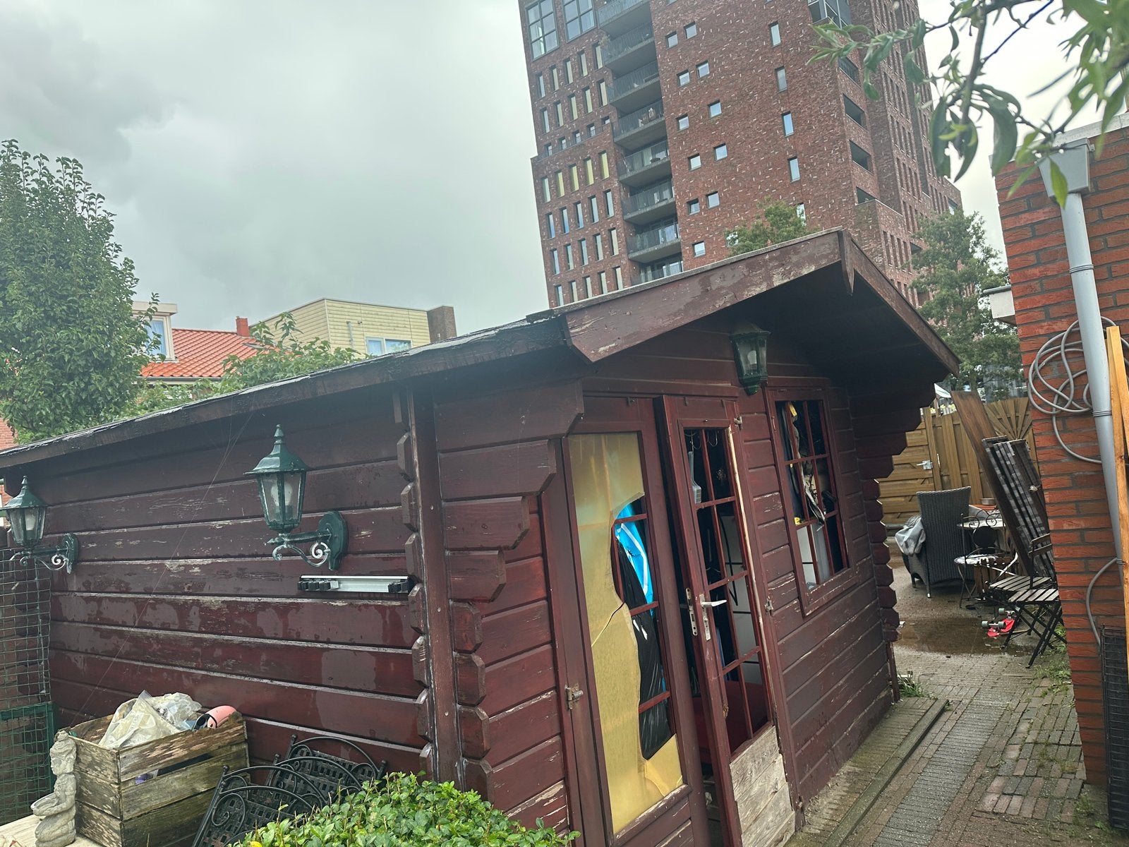 Houten Tuinhuis met Afdak - 3.80m breed, Ophalen, Tuinhuis, 250 tot 500 cm, Met overkapping
