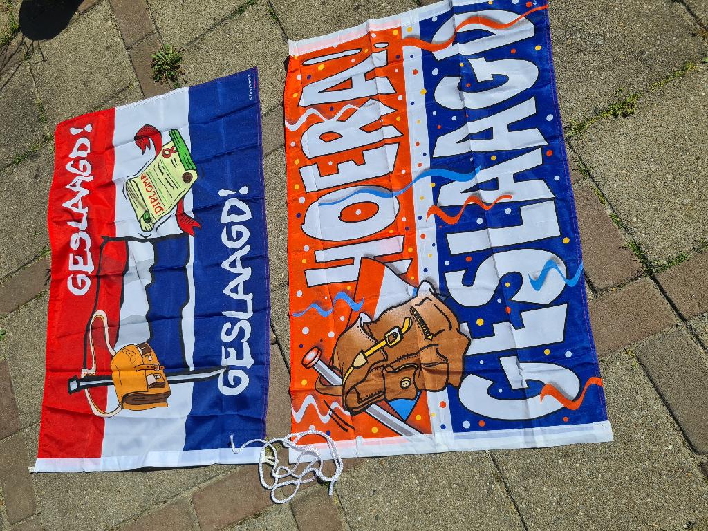 Vlag/spandoeken Hoera Geslaagd!, Diversen, Ophalen of Verzenden, Zo goed als nieuw