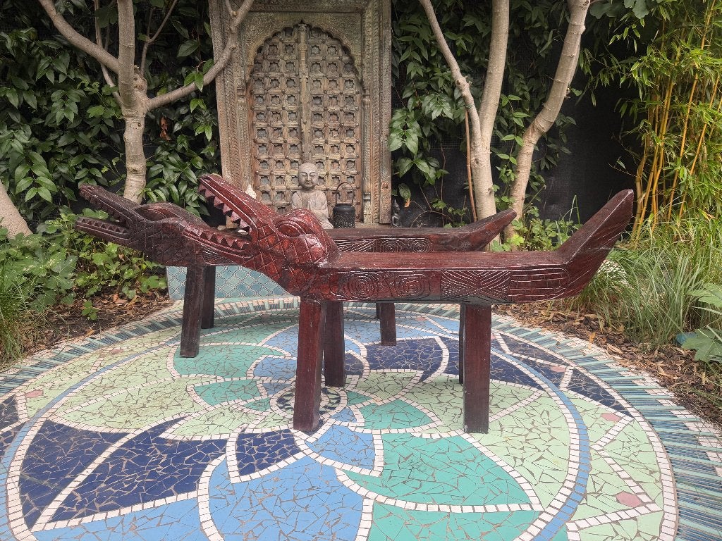 Krokodil bank kruk Boho Ibiza houtsnijwerk Bali bruin, Verburgt Vintage, Nieuw, Ophalen of Verzenden, https://verburgtvintage.nl/#contact
