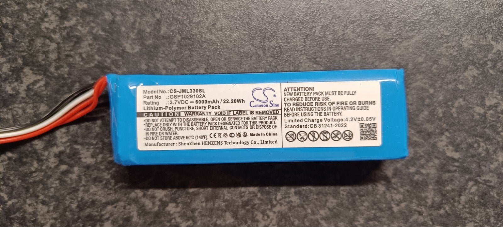 Nieuwe Accu voor JBL Charge 3 (CS-JML330BL), Ophalen of Verzenden, Nieuw, Oplaadbaar