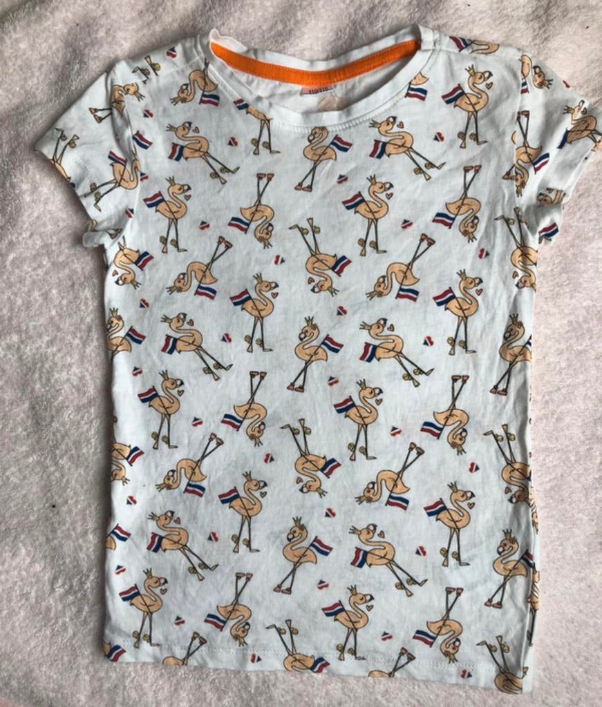 Koningsdag t- shirt flamingo nederlandse vlag maat 110/116, Ophalen of Verzenden, Zo goed als nieuw, Meisje, Shirt of Longsleeve