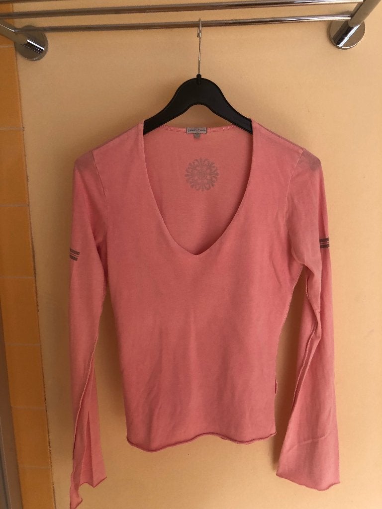 vintage boho tee / top James Perse lichtrose mt 2 XS (S), Verzenden, James Perse, Lange mouw, Roze