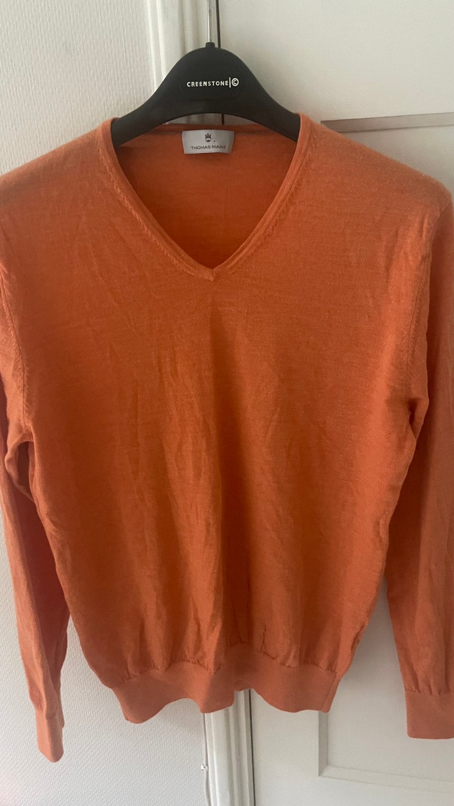 Te koop: wollen trui, merino, oranje, maat S, Ophalen of Verzenden, Zo goed als nieuw, Maat 38/40 (M)