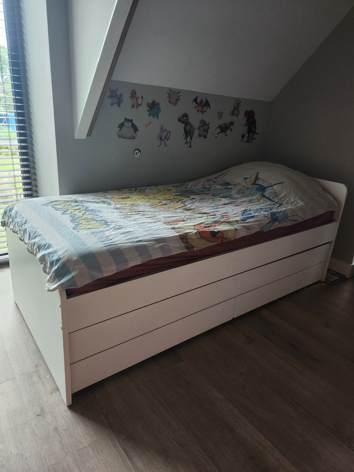 IKEA uitschuifbaar wit bed en lades, Ophalen, 90 cm, Wit, Tweepersoons
