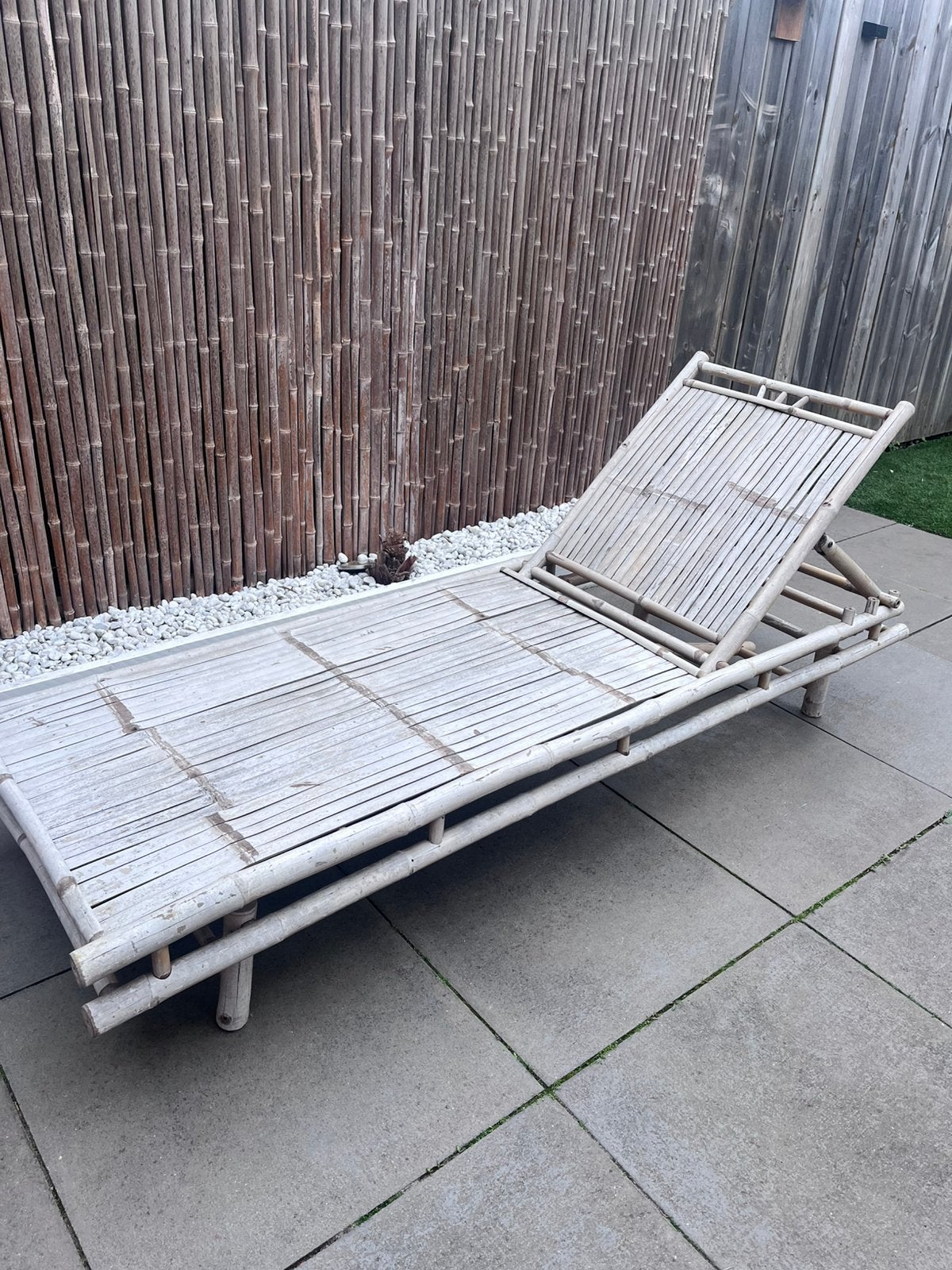 Bamboe rotan naturel ligbed (xenos), Tuin en Terras, Ligbedden, Ophalen of Verzenden, Gebruikt, Rotan